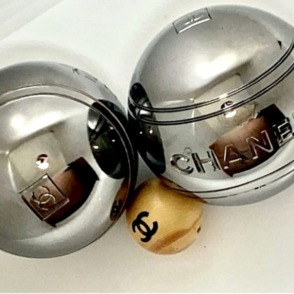 💯 Chanel pétanque set limited edition in chromed steel and black leather chic - Picture 3 of 16